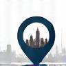 Icon representing location in Zurich, like a map pin over a city skyline